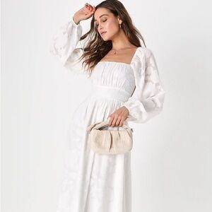 Lulu’s White Floral Midi Dress